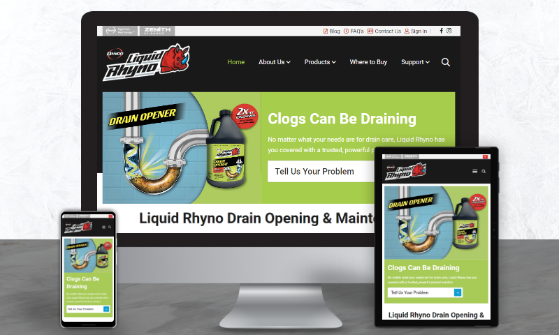 LiquidRhyno.com – Developing a Successful Website for Drain Care Products