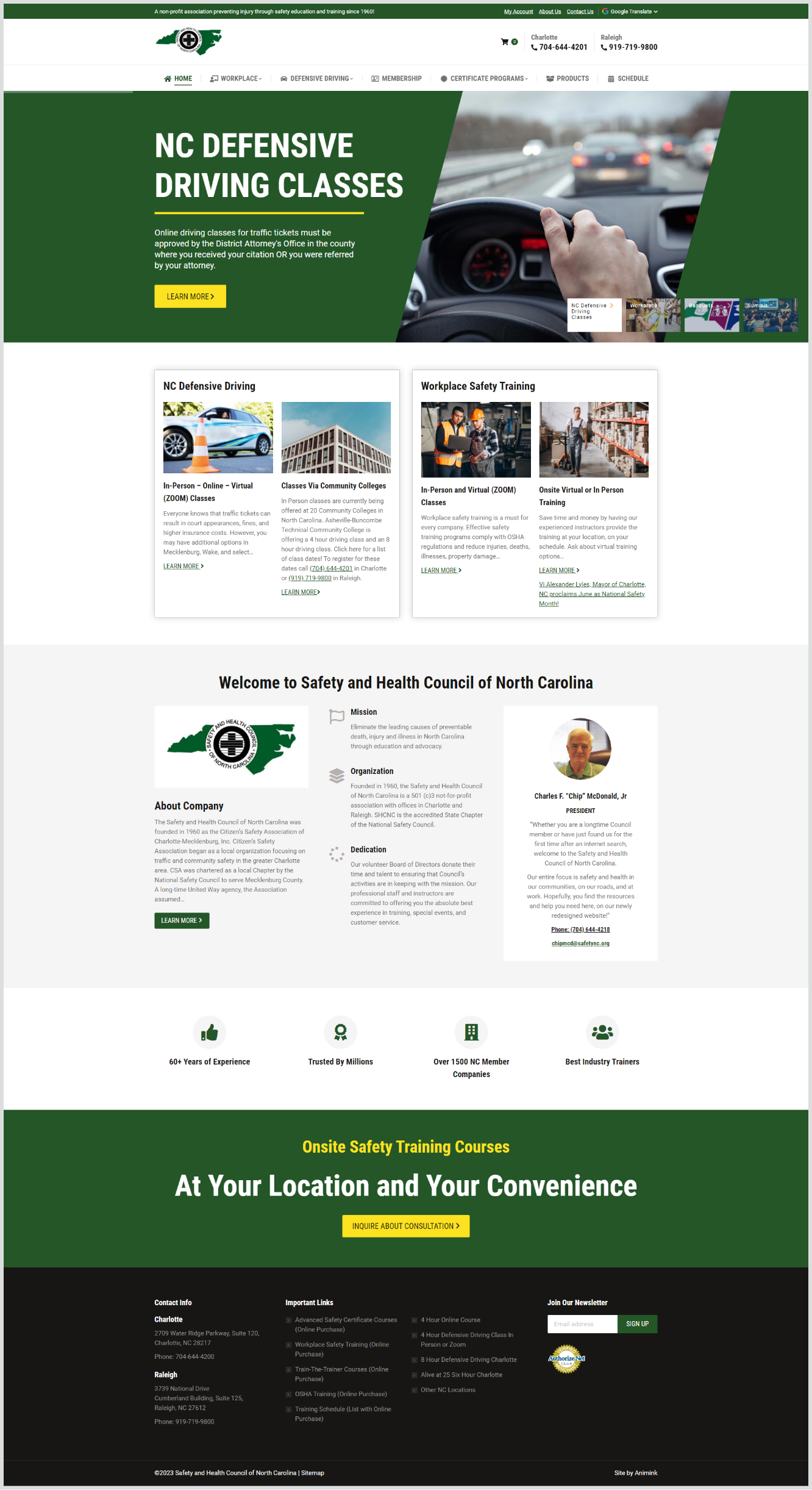 Safety and Health Council of North Carolina Responsive Website Design Homepage