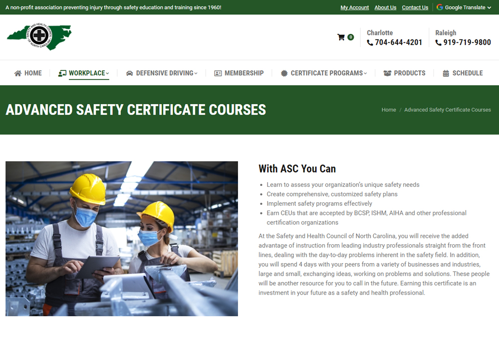 Safety and Health Council of North Carolina Custom Software Lab